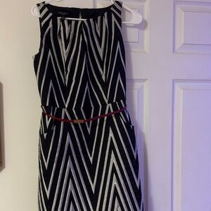 Nine West Black and White Zigzag Midi Dress